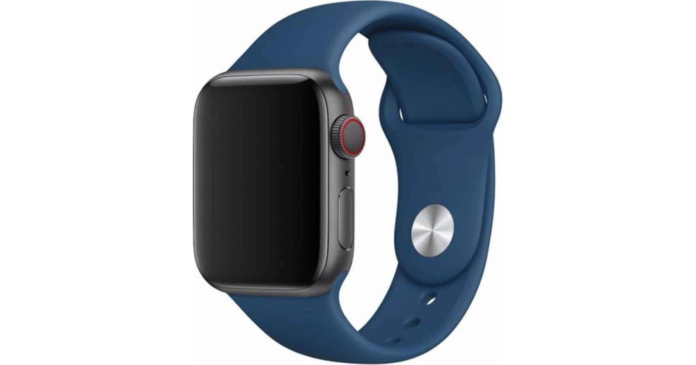 Apple Watch 4/5/6/7/8/9/SE/SE2/Ultra/Ultra2 okosóra szilikon szíj, 42/44/45/49mm kompatibilis, kék, Devia Deluxe Sport