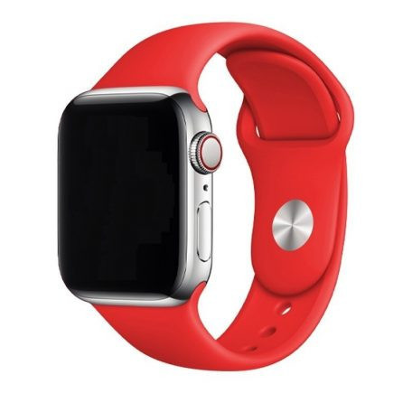 Apple Watch 4/5/6/7/8/9/SE/SE2/Ultra/Ultra2 okosóra szilikon szíj, 42/44/45/49mm kompatibilis, piros, Devia Deluxe Sport