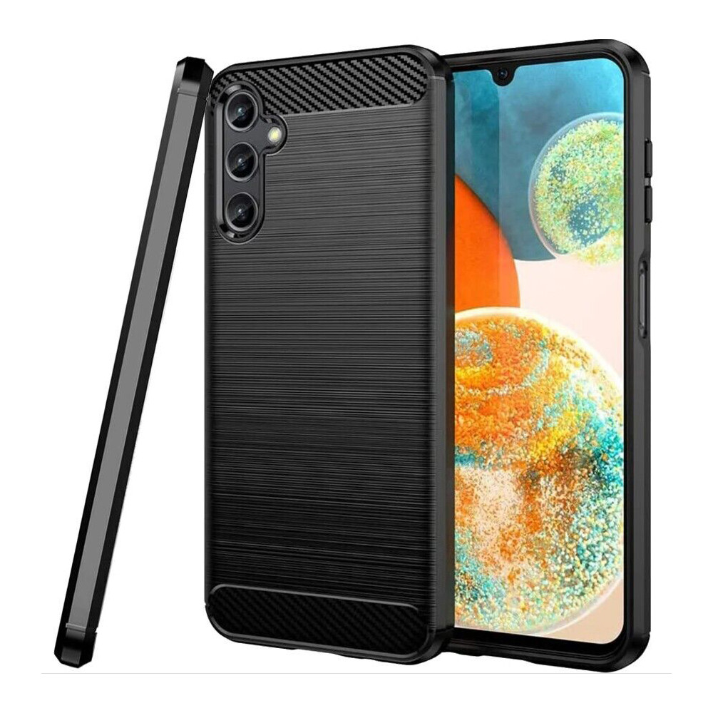 Samsung Galaxy A34 5G szilikon tok, telefon tok, hátlaptok, karbon mintás, fekete, Simple Carbon