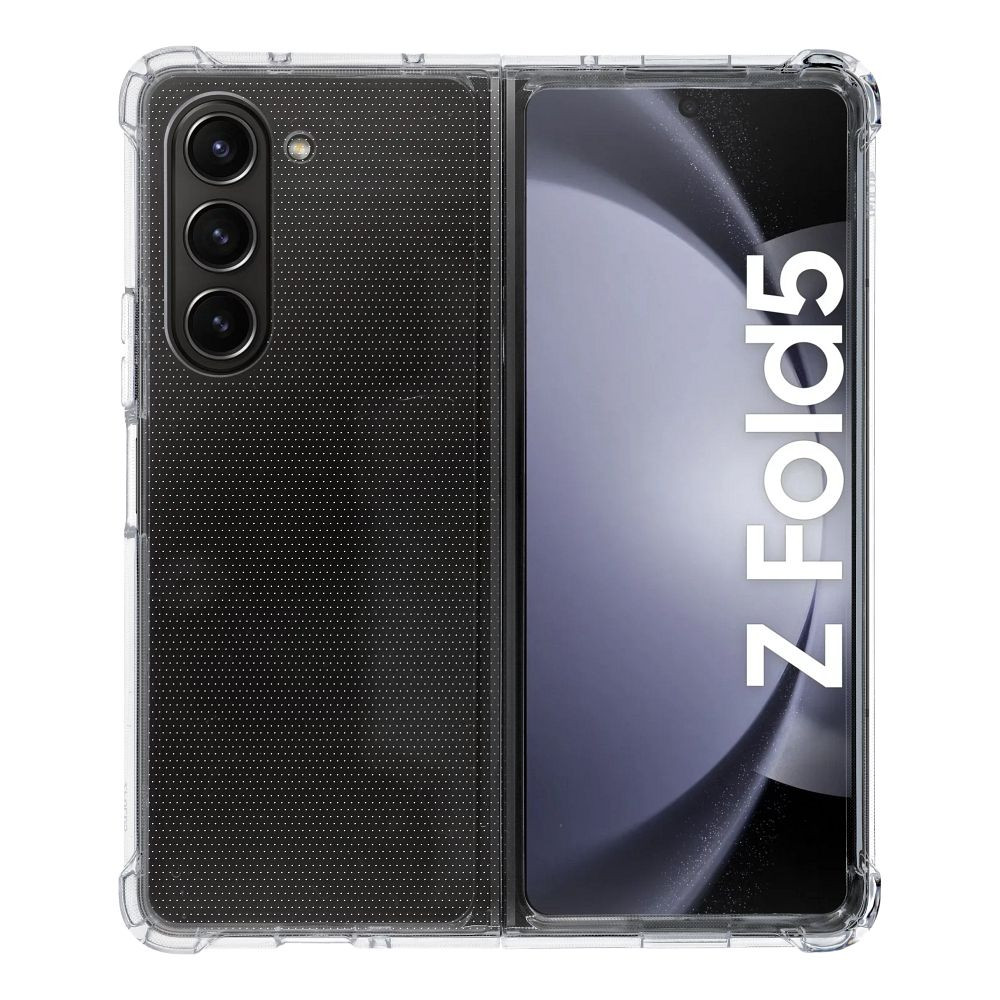 Samsung Galaxy Z Fold5 5G hátlaptok, telefon tok, műanyag, erősített sarokkal, átlátszó