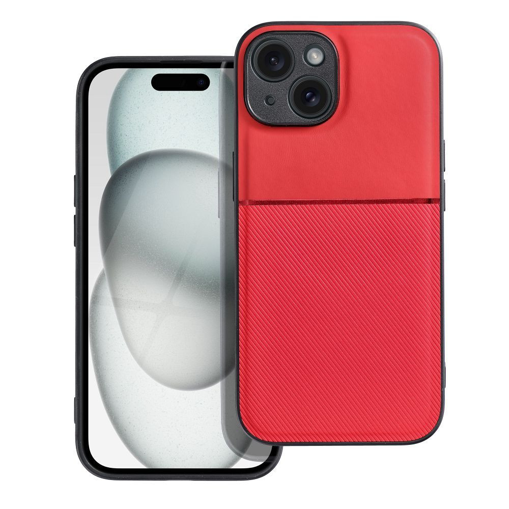 iPhone 15 Plus hátlap tok, telefon tok, stílusos, prémium, piros, Noble Case