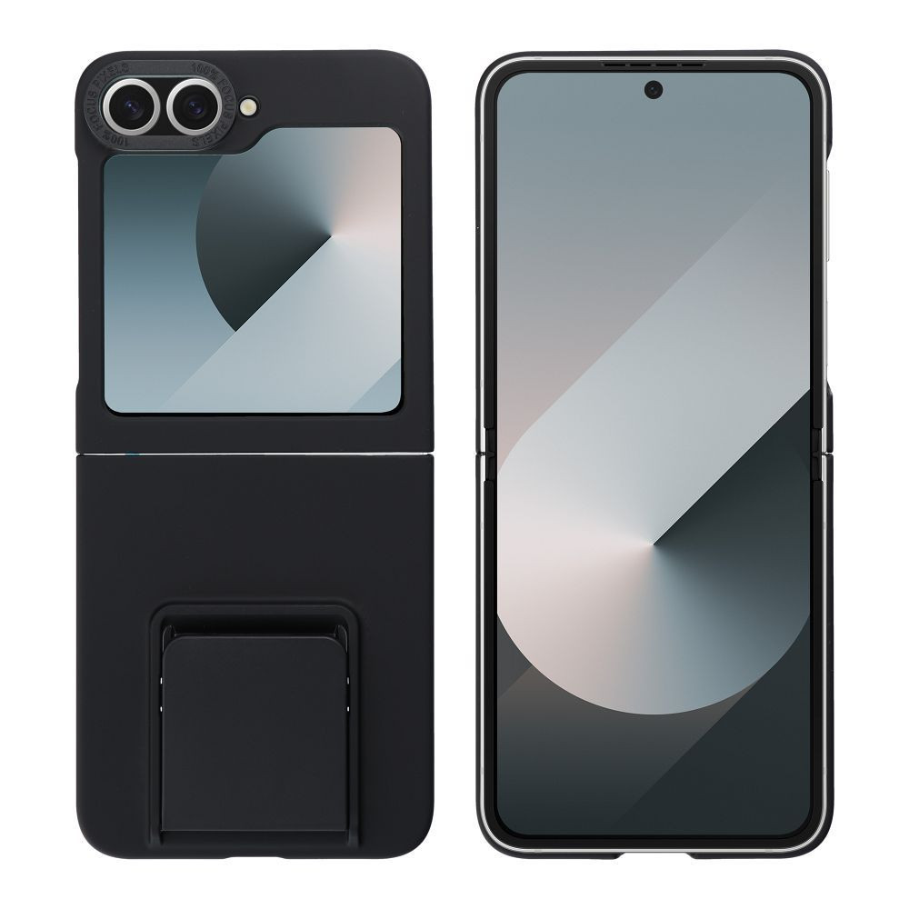 Samsung Galaxy Z Flip6 5G telefon tok, kitámasztható, műanyag, matt, fekete, STAND case