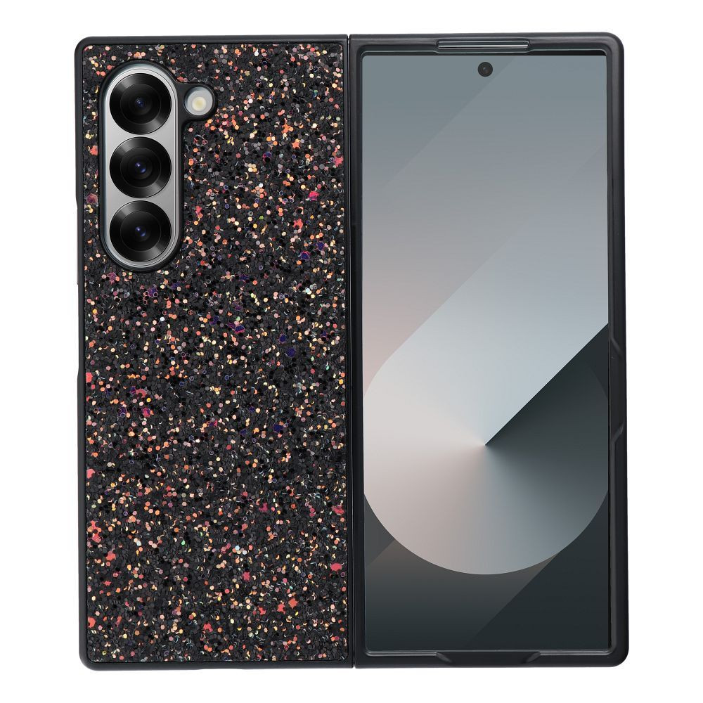 Samsung Galaxy Z Fold6 5G hátlap tok, telefon tok, műanyag, csillámos, fekete, Shining case