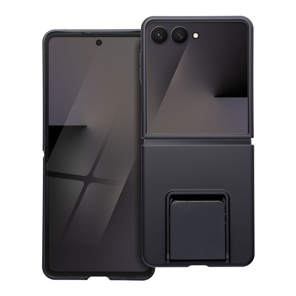 Samsung Galaxy Z Flip7 5G telefon tok, elő+hátlap tok, műanyag, kitámasztható, fekete, 3D Protective, SM-F766B/DS