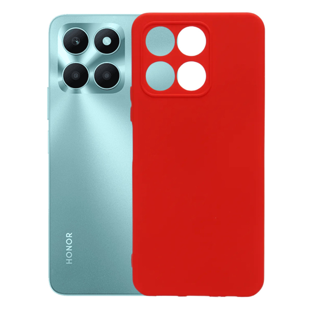 Honor X6a szilikon tok, hátlaptok, telefon tok, velúr belsővel, matt, piros, Silicon