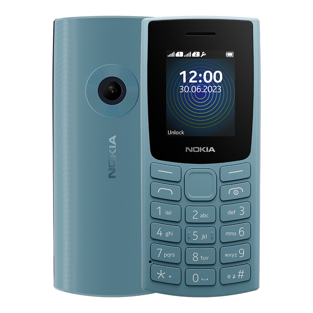 Nokia 110 (2023) mobiltelefon, dual sim, kék (Cloudy Blue), kártyafüggetlen, magyar menüs