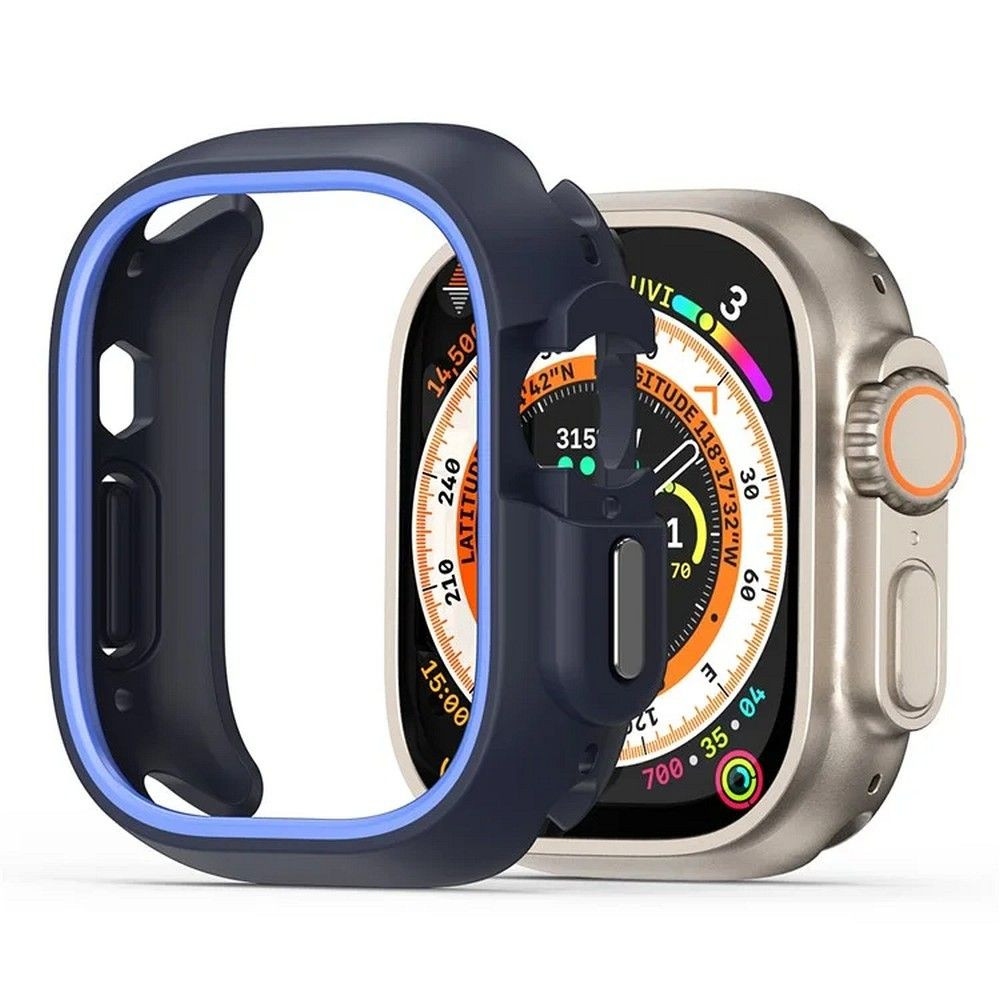 Apple Watch Ultra/Ultra2 49mm okosóra védő tok, 360 fokos védelem, fekete-kék, DUX DUCIS Bamo
