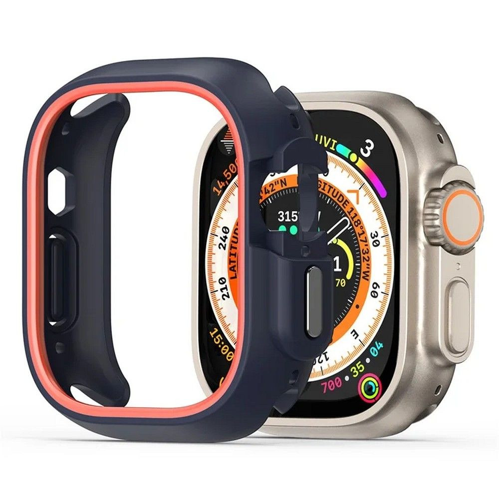 Apple Watch Ultra/Ultra2 49mm okosóra védő tok, 360 fokos védelem, fekete-narancssárga, DUX DUCIS Bamo