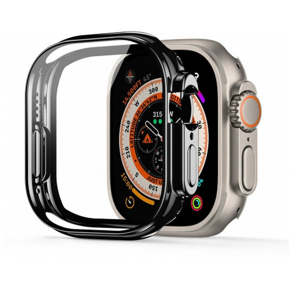 Apple Watch Ultra/Ultra2 49mm okosóra védő tok, szilikon tok, 360 fokos védelem, fekete kerettel, DUX DUCIS Samo
