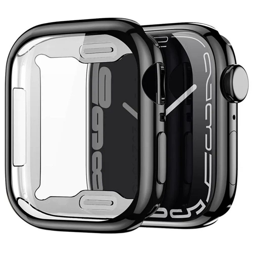 Apple Watch 7/8/9 41mm okosóra védő tok, szilikon tok, 360 fokos védelem, fekete kerettel, DUX DUCIS Samo